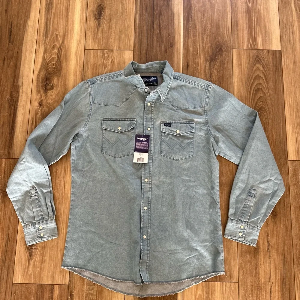 Wrangler kids Light Blue Casual Button Down Shirt size XXL (18-20) NWT